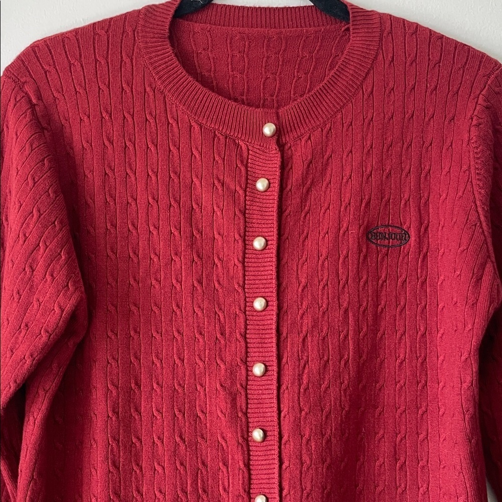 Korean Style Fashion Cable Knit Gold button Cardigan|Dark Red| OS| NWOT - Picture 2 of 6